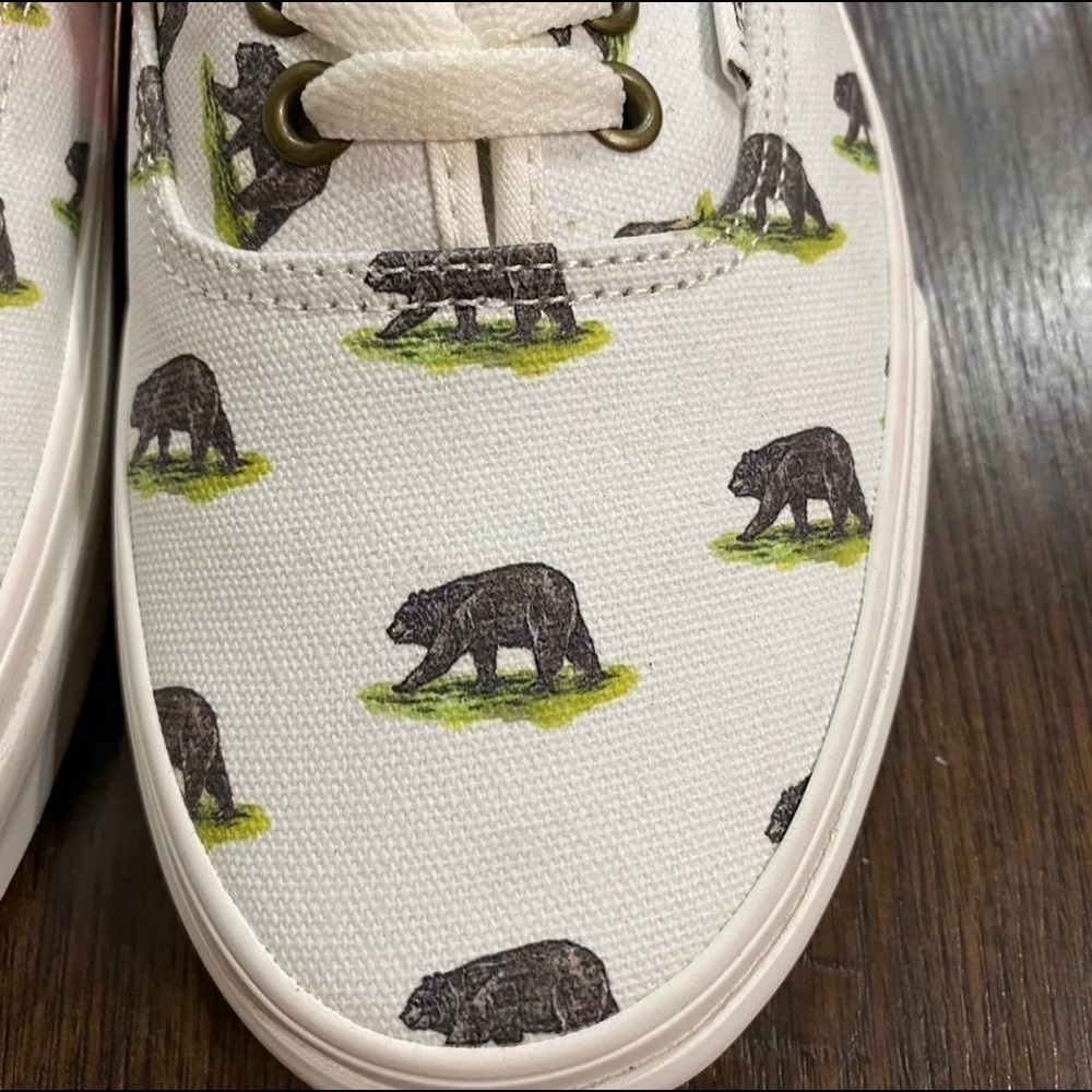Vans Authentic‎ Outdoors Blanc de Blanc Bear Print Sneakers Size 9 Men - Picture 9 of 11